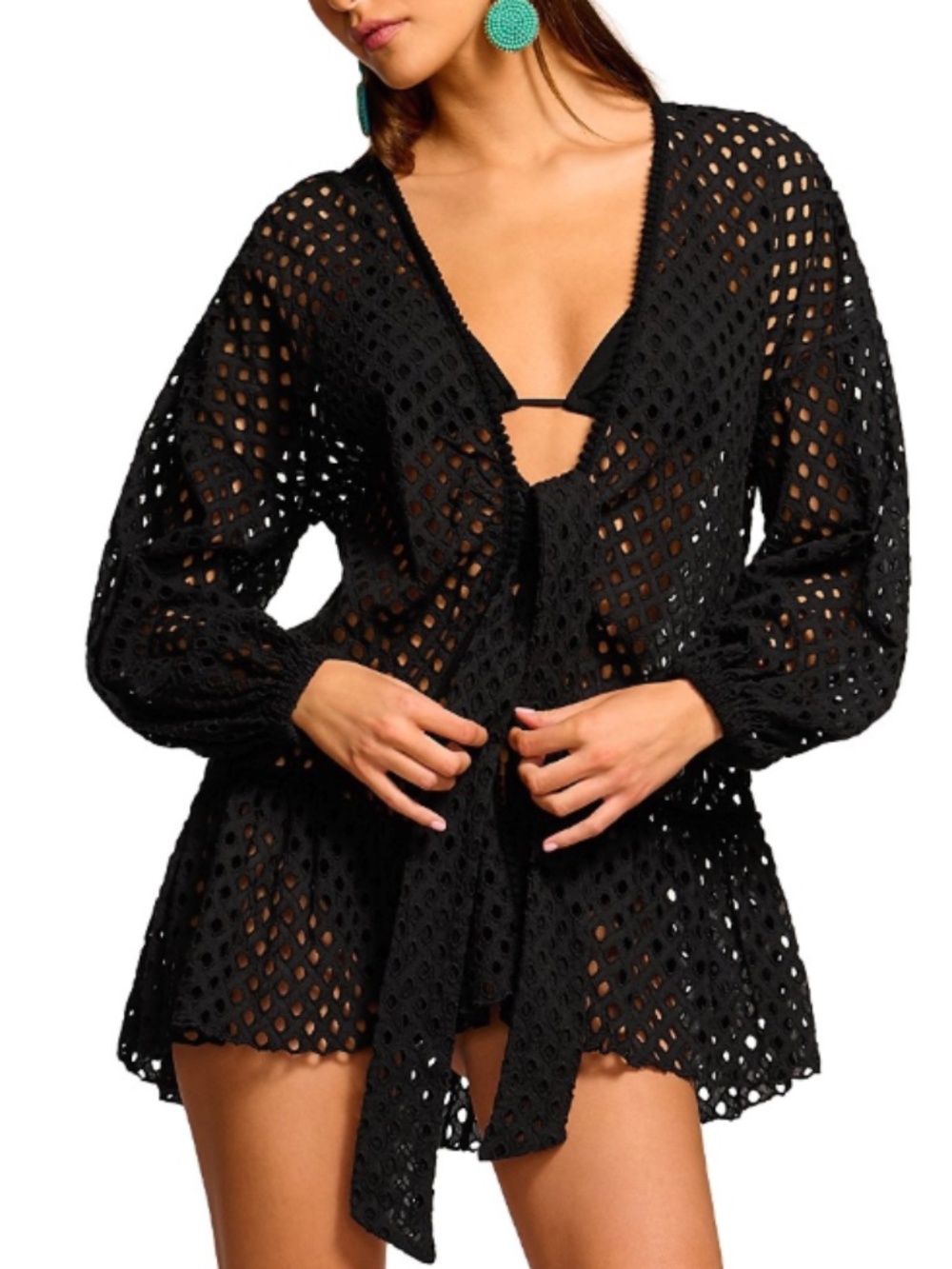 Ramy Brook Women's Caya Cotton Swim Cover-up Dress Black Size XS 6192